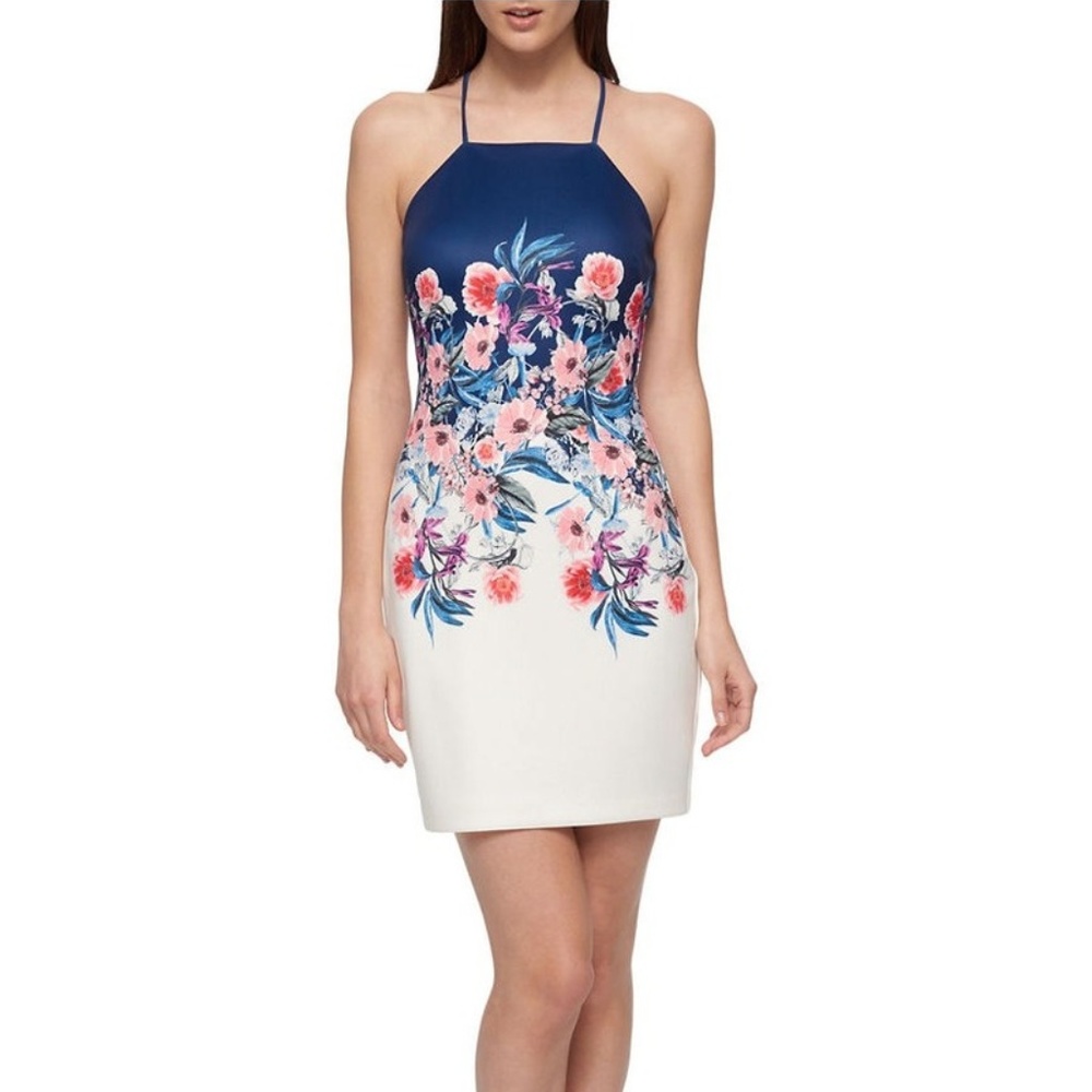 NWT- Guess Brand Floral Strappy Back Dress, Size 8